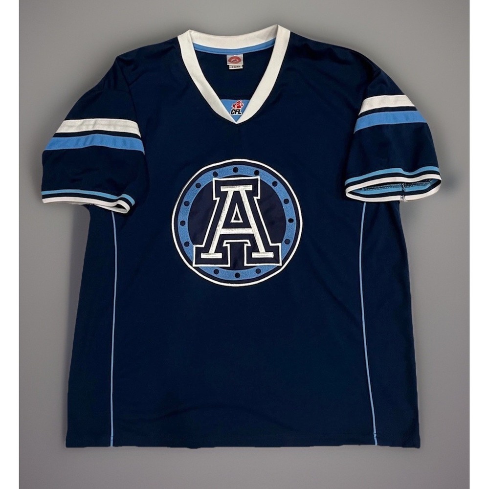 Vintage CFL Toronto Argonauts Jersey All Stitched Blue White Men's Size XL